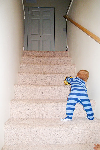 climbing the stairs